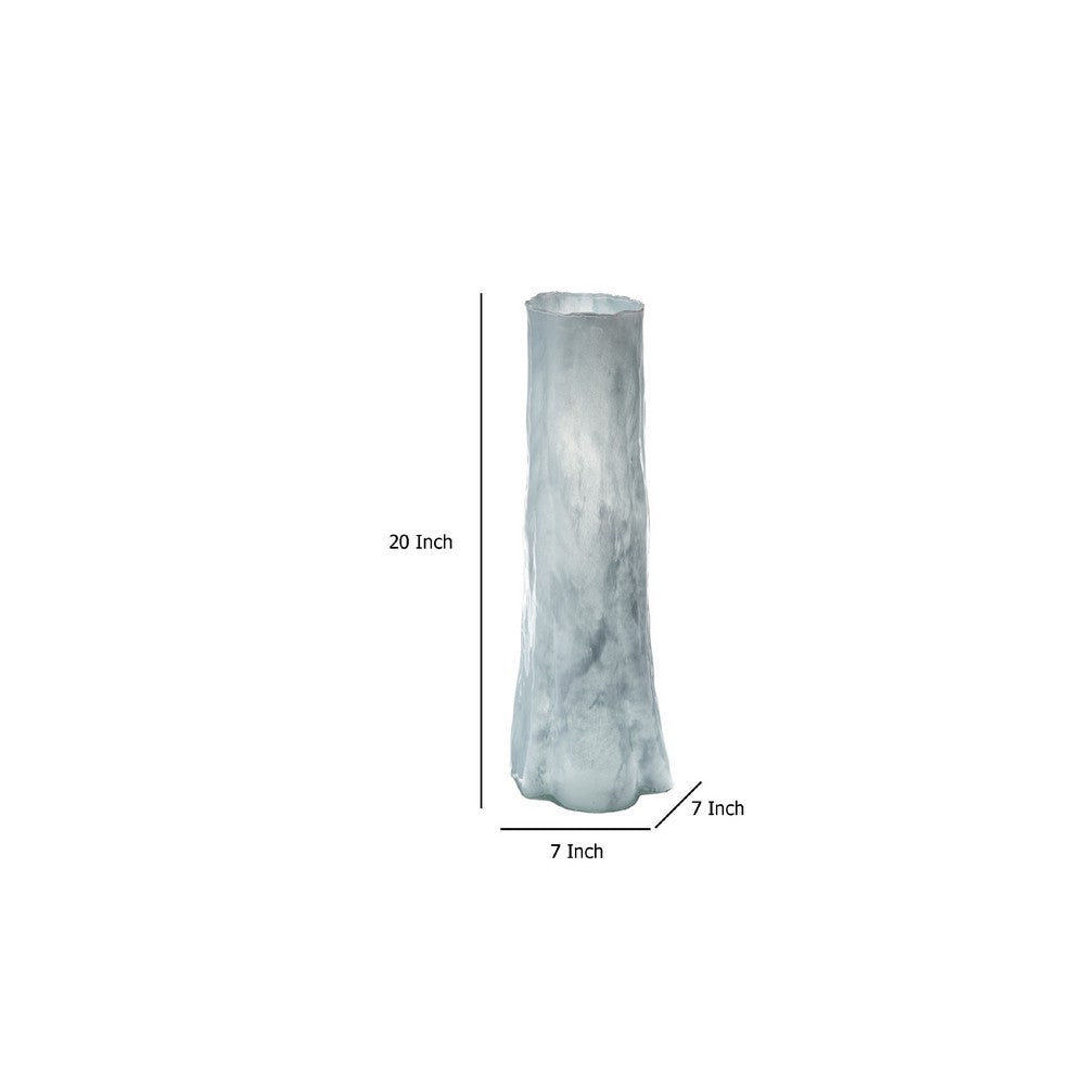 Quia Tall Decorative Vase, Rough Body, Pale Blue Blown Glass 20 Inch -BM334543