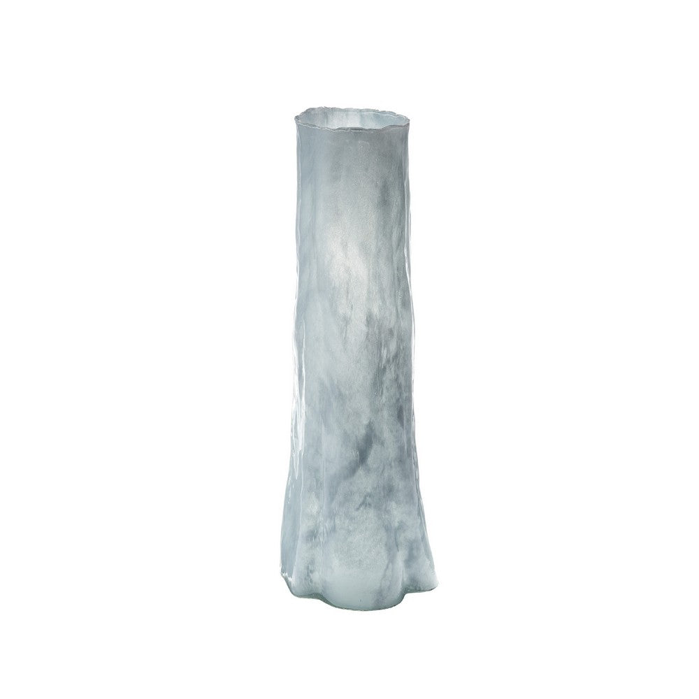 Quia Tall Decorative Vase, Rough Body, Pale Blue Blown Glass 20 Inch -BM334543