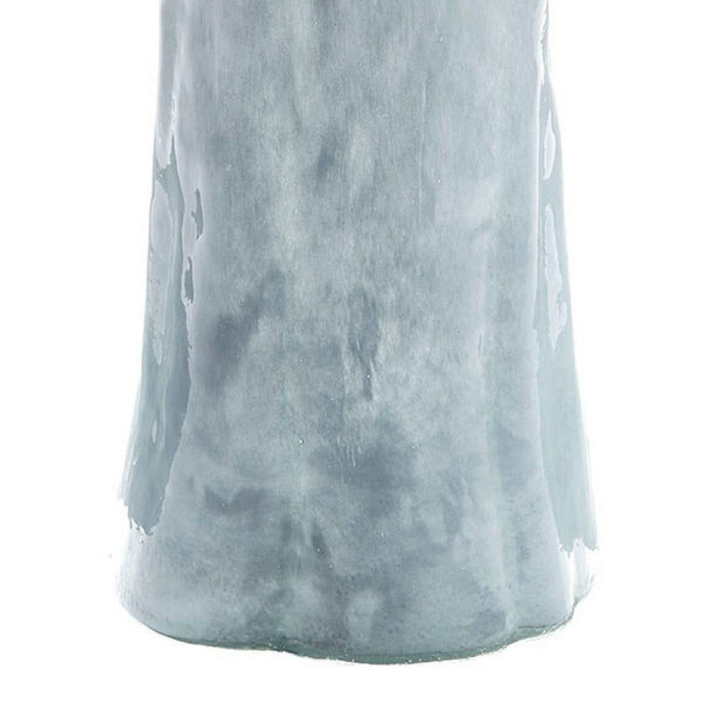 Quia Tall Decorative Vase, Rough Body, Pale Blue Blown Glass 14 Inch -BM334544