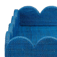 Rori Decorative Accessory Tray, Scalloped Edge 15 Inch Blue Raffia -BM334545