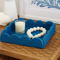 Rori Decorative Accessory Tray, Scalloped Edge 15 Inch Blue Raffia -BM334545