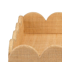 Rori Decorative Accessory Tray, Scalloped Edge 15 Inch Brown Raffia -BM334546