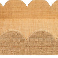 Rori Decorative Accessory Tray, Scalloped Edge 15 Inch Brown Raffia -BM334546