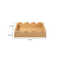Rori Decorative Accessory Tray, Scalloped Edge 15 Inch Brown Raffia -BM334546
