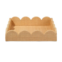 Rori Decorative Accessory Tray, Scalloped Edge 15 Inch Brown Raffia -BM334546