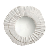 Nolo Wall Decor Mirror, Abstract Round Petal Shape, White Resin 40x43 -BM334548