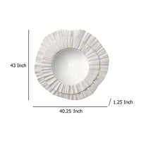 Nolo Wall Decor Mirror, Abstract Round Petal Shape, White Resin 40x43 -BM334548