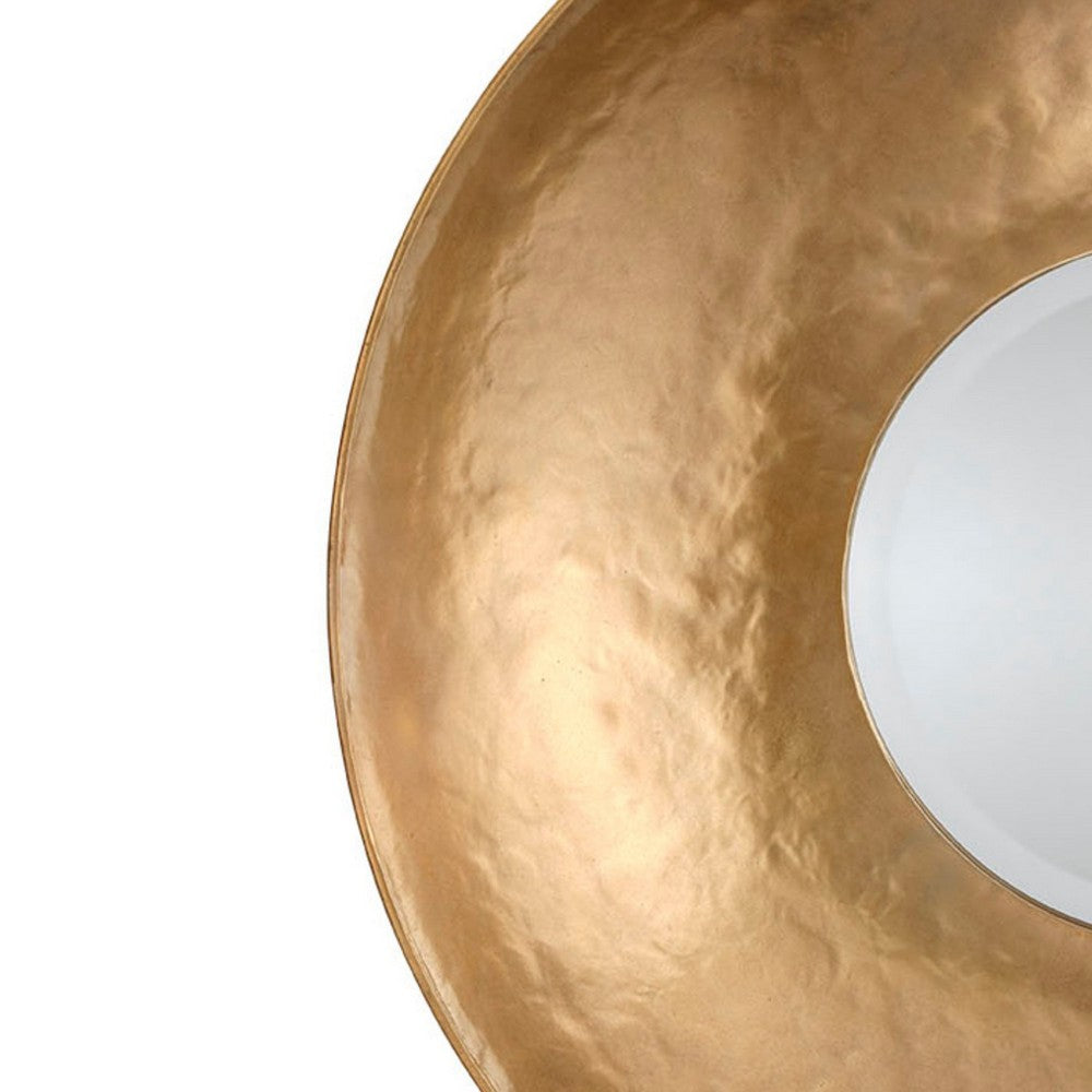 Rea Decorative Wall Mirror, 27 Inch Round Burnished Gold Frame -BM334549
