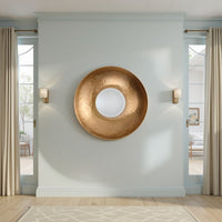 Rea Decorative Wall Mirror, 27 Inch Round Burnished Gold Frame -BM334549