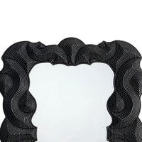 Diri Decorative Wall Mirror, Beaded Pattern Classic Black Resin 29x36 -BM334550