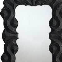 Diri Decorative Wall Mirror, Beaded Pattern Classic Black Resin 29x36 -BM334550