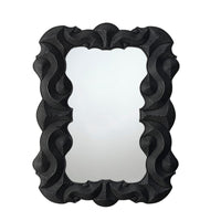 Diri Decorative Wall Mirror, Beaded Pattern Classic Black Resin 29x36 -BM334550