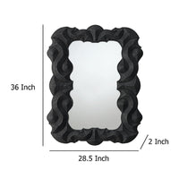 Diri Decorative Wall Mirror, Beaded Pattern Classic Black Resin 29x36 -BM334550
