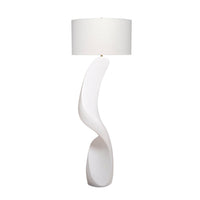 Koz Accent Floor Lamp, 66 Inch Curved Sculpture, White Linen Shade