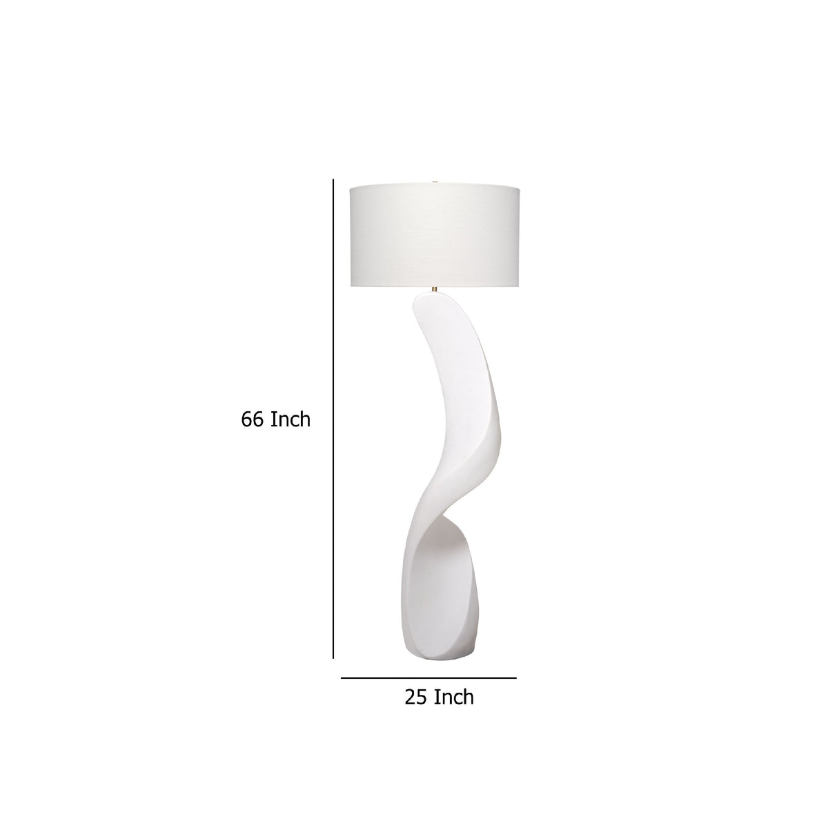 Koz Accent Floor Lamp, 66 Inch Curved Sculpture, White Linen Shade