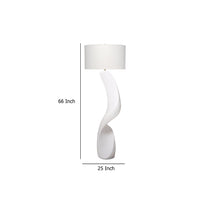 Koz Accent Floor Lamp, 66 Inch Curved Sculpture, White Linen Shade