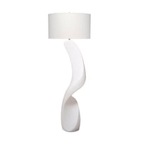 Koz Accent Floor Lamp, 66 Inch Curved Sculpture, White Linen Shade