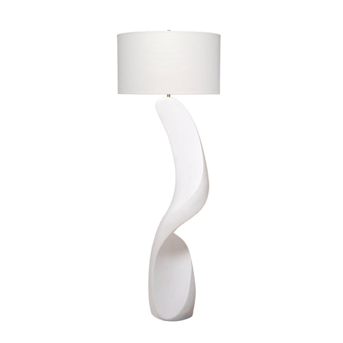 Koz Accent Floor Lamp, 66 Inch Curved Sculpture, White Linen Shade