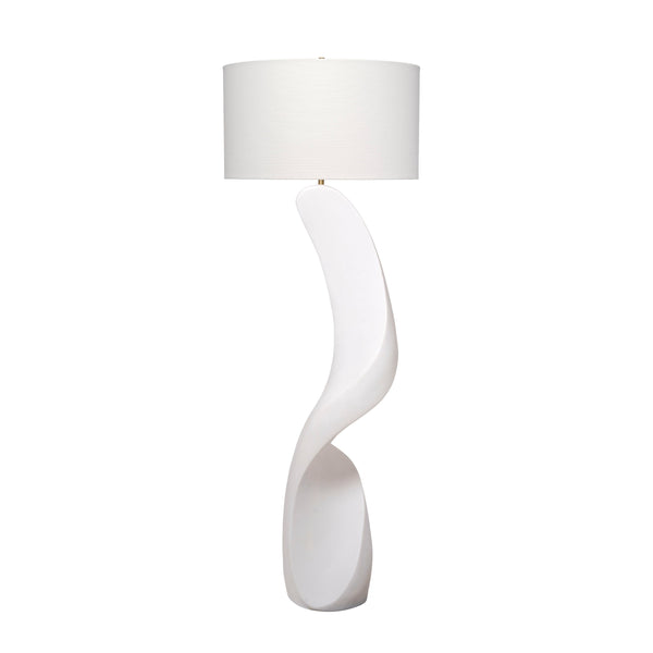 Koz Accent Floor Lamp, 66 Inch Curved Sculpture, White Linen Shade