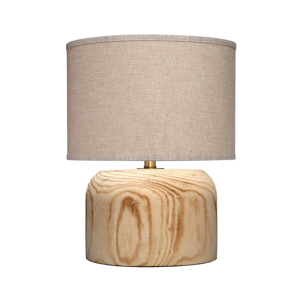 Timy Accent Table Lamp, 18 Inch, Linen Drum Shade, Brown Wood Base -BM334552