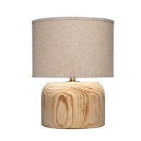 Timy Accent Table Lamp, 18 Inch, Linen Drum Shade, Brown Wood Base -BM334552