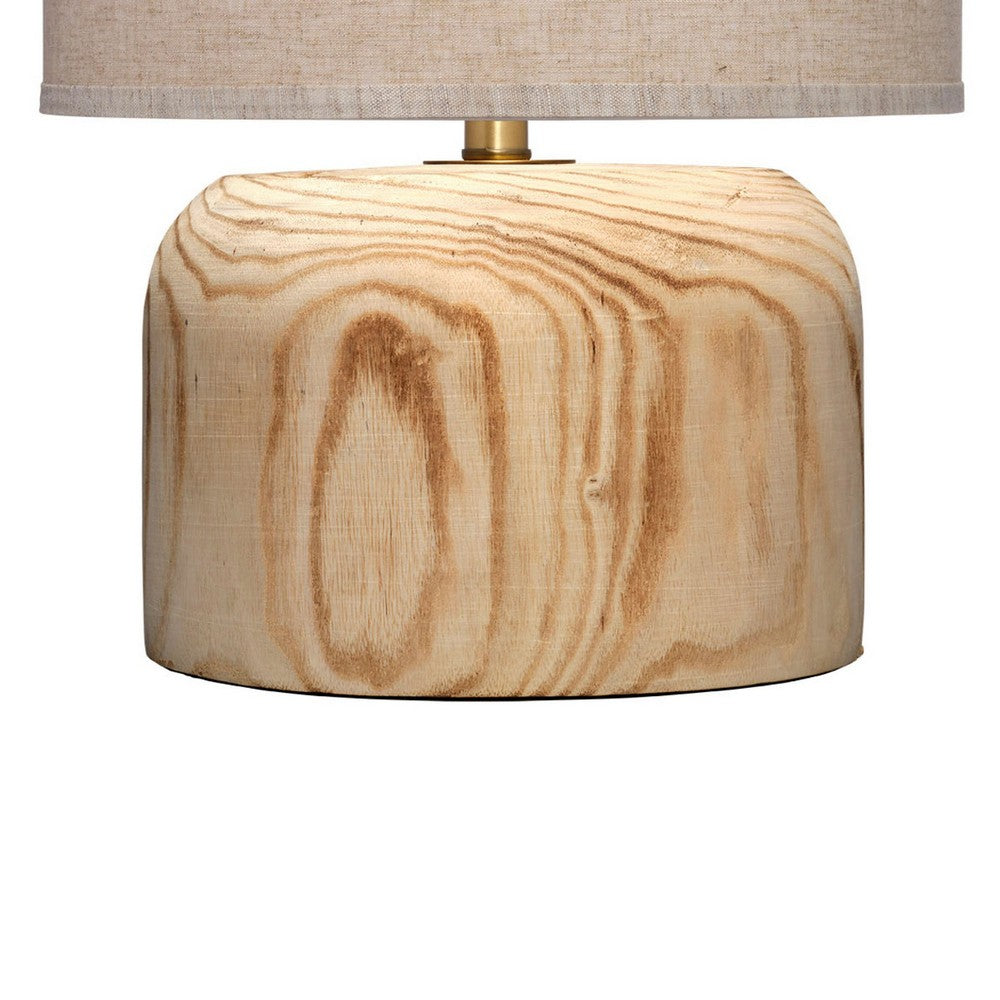 Timy Accent Table Lamp, 18 Inch, Linen Drum Shade, Brown Wood Base -BM334552