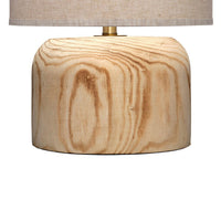 Timy Accent Table Lamp, 18 Inch, Linen Drum Shade, Brown Wood Base -BM334552