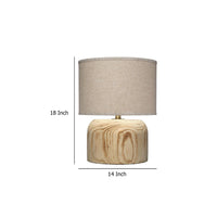 Timy Accent Table Lamp, 18 Inch, Linen Drum Shade, Brown Wood Base -BM334552
