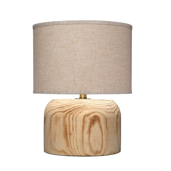 Timy Accent Table Lamp, 18 Inch, Linen Drum Shade, Brown Wood Base -BM334552