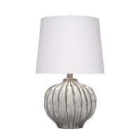 Riz Accent Table Lamp, 20 Inch Ceramic Glaze Gray Silver, White Linen -BM334553