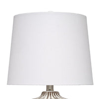 Riz Accent Table Lamp, 20 Inch Ceramic Glaze Gray Silver, White Linen -BM334553