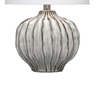 Riz Accent Table Lamp, 20 Inch Ceramic Glaze Gray Silver, White Linen -BM334553