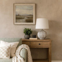 Riz Accent Table Lamp, 20 Inch Ceramic Glaze Gray Silver, White Linen -BM334553