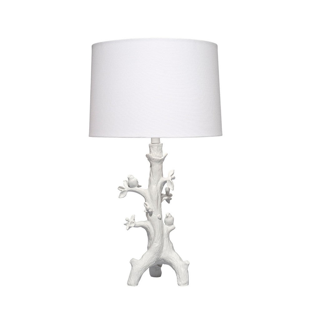 Sils Accent Table Lamp, Linen Shade, White Trunk Resin Base 28 Inch -BM334554