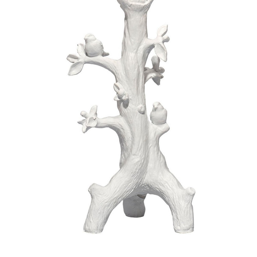 Sils Accent Table Lamp, Linen Shade, White Trunk Resin Base 28 Inch -BM334554