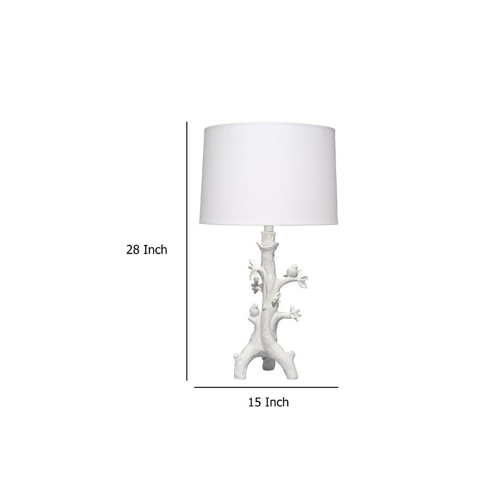 Sils Accent Table Lamp, Linen Shade, White Trunk Resin Base 28 Inch -BM334554
