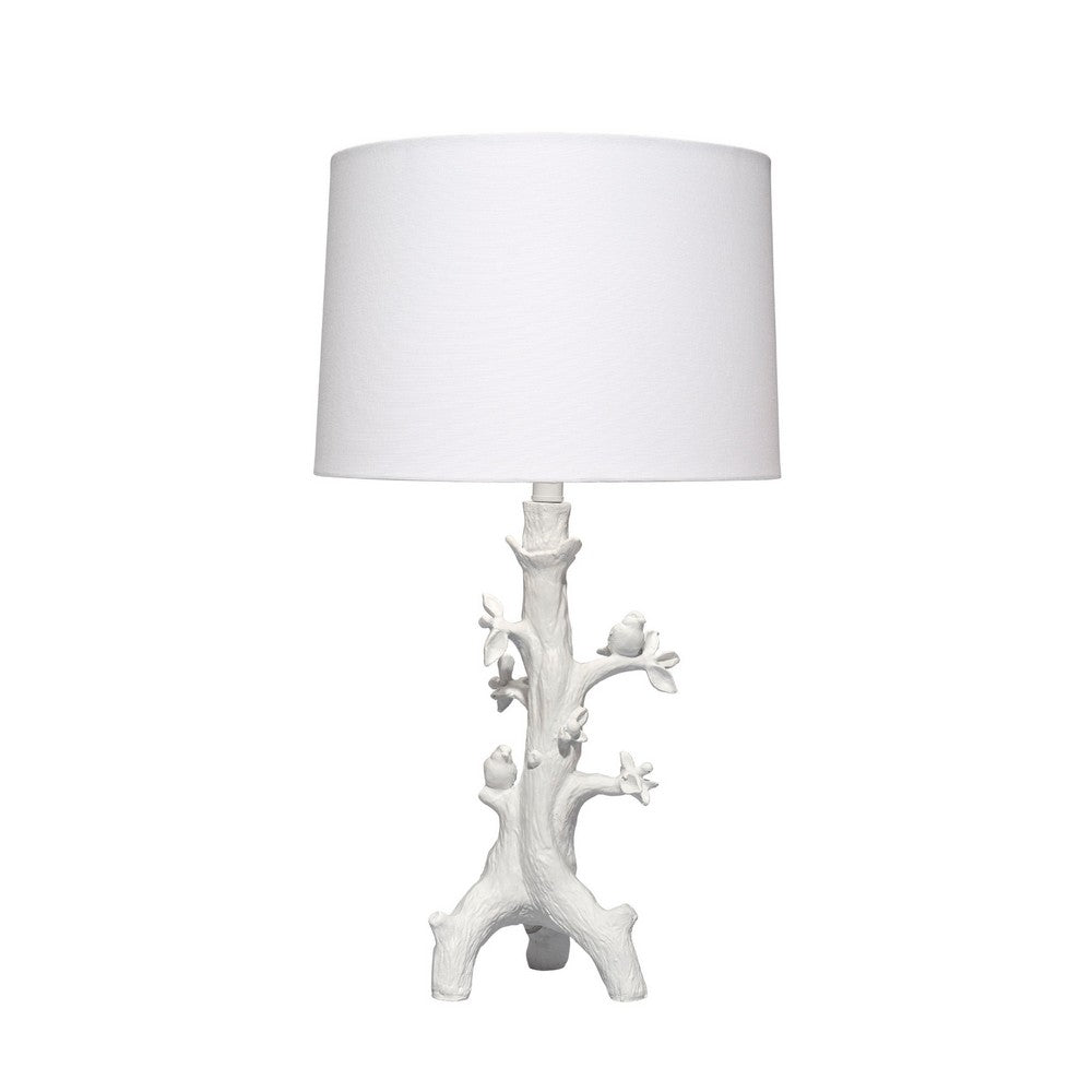 Sils Accent Table Lamp, Linen Shade, White Trunk Resin Base 28 Inch -BM334554