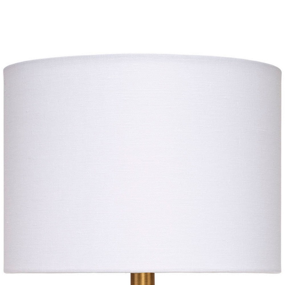 Myn Table Lamp, 18 Inch, White Linen Drum Shade, Cream Leather Base -BM334555