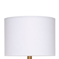 Myn Table Lamp, 18 Inch, White Linen Drum Shade, Gray Leather Base  -BM334556