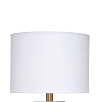 Myn Table Lamp, 18 Inch, White Linen Drum Shade, Blue Leather Base  -BM334557