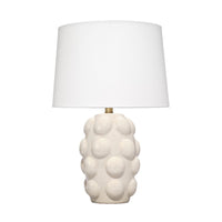 Lizy Accent Table Lamp, White Linen Shade, Bubble Ceramic Base 20 Inch -BM334558