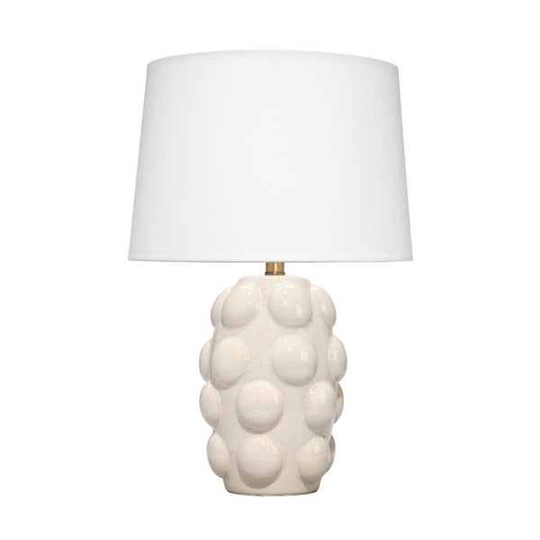 Lizy Accent Table Lamp, White Linen Shade, Bubble Ceramic Base 20 Inch -BM334558