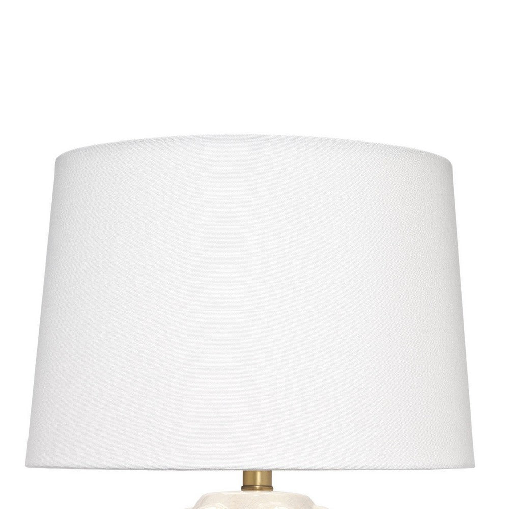 Lizy Accent Table Lamp, White Linen Shade, Bubble Ceramic Base 20 Inch -BM334558
