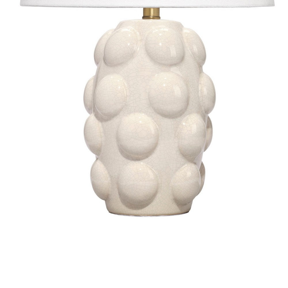 Lizy Accent Table Lamp, White Linen Shade, Bubble Ceramic Base 20 Inch -BM334558