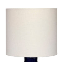 Hyla Accent Table Lamp, 17 Inch, Cream Linen, Blue Geometric Ceramic -BM334559