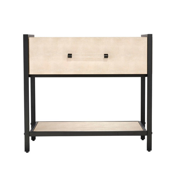 Caz Side Table, 1 Drawer, Black Frame, Faux Shagreen Leather, 26 Inch -BM334563