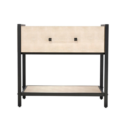 Caz Side Table, 1 Drawer, Black Frame, Faux Shagreen Leather, 26 Inch -BM334563