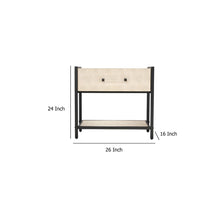 Caz Side Table, 1 Drawer, Black Frame, Faux Shagreen Leather, 26 Inch -BM334563