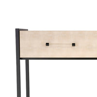 Caz 48 Inch 2 Drawers Sofa Console Table w Black Frame, Faux Leather -BM334564