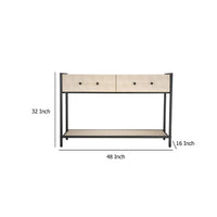 Caz 48 Inch 2 Drawers Sofa Console Table w Black Frame, Faux Leather -BM334564